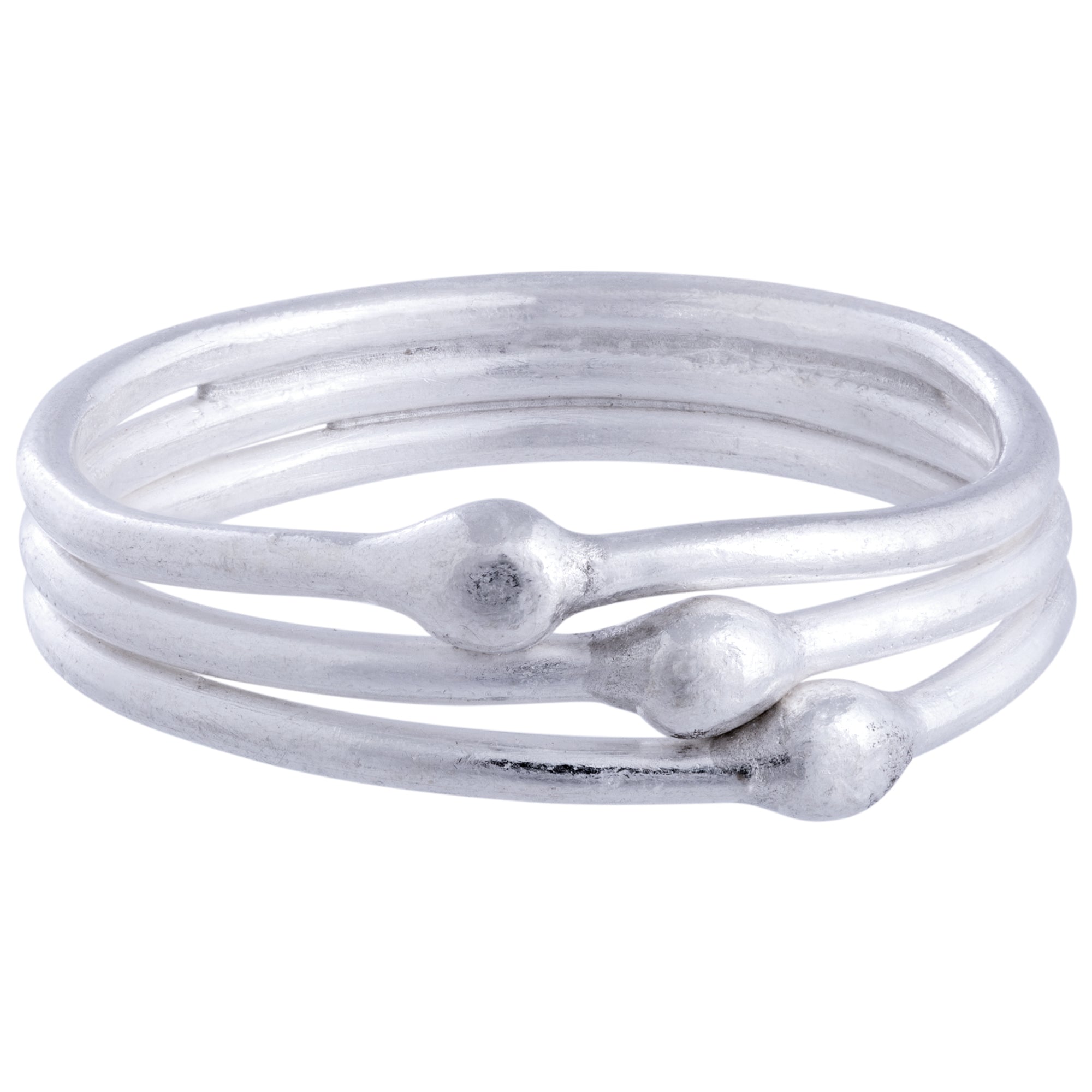 GreaterGood Tiny Dots Fused Trio Ring - Handmade Karen Hill Tribe Silver