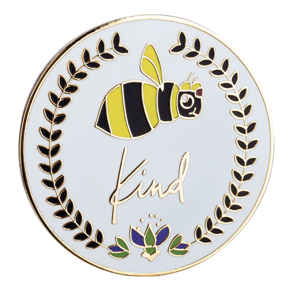 GreaterGood Bee Kind Floral Wreath Enamel Pin - 1.5 Inch Diameter