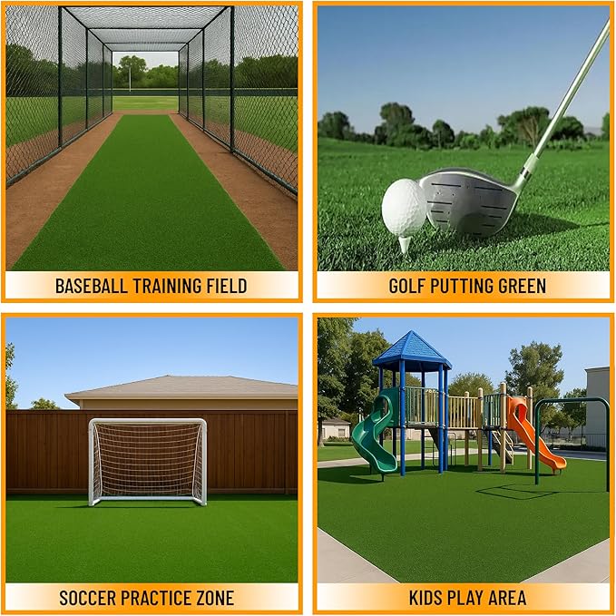 Ottomanson Artificial Turf Golf Hitting Mat 2' x 6'6" Indoor/Outdoor Waterproof Synthetic Fake Grass for Putting Practice Baseball Football Sports Gym Backyard, Custom Size 2' up to 30'