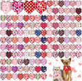 Amylove 120 Pcs Halloween Dog Bandanas Bulk Holiday Triangle Dog Pack Puppy Kerchief Bandana Adjustable Pet Scarf for Pet Cat Costume Accessories Decor(Love)