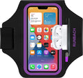 Armband for iPhone 16 Pro Max/16 Plus/15 Pro Max/15 Plus/iPhone 14 Pro Max/14 Plus/13,12,11 Pro Max/XS Max,Water Resistant Sport Armband with Zipper Slot for Airpods and Keys (Purple)