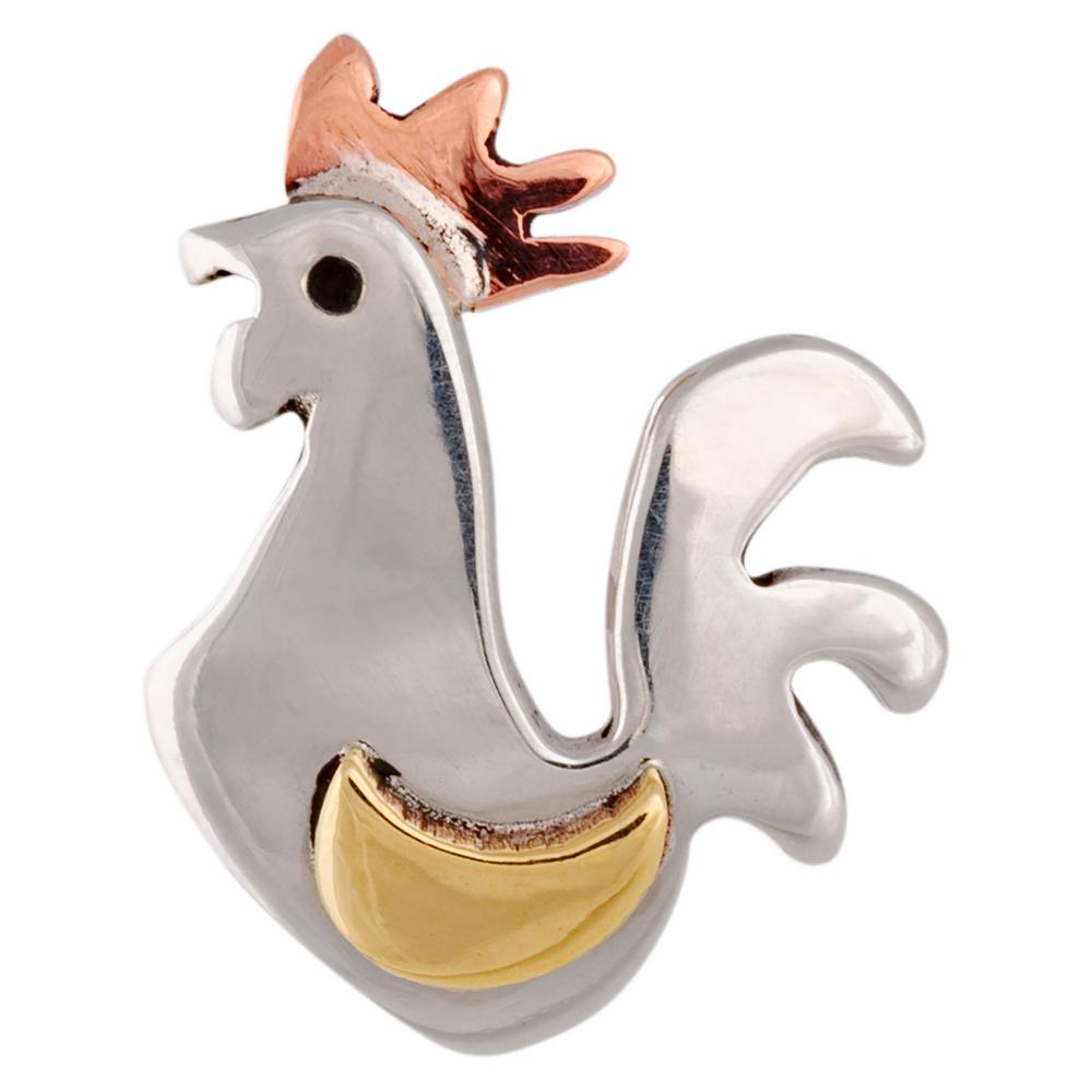 GreaterGood Sterling Silver Mixed Metal Rooster Post Earrings