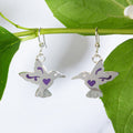 GreaterGood Whimsical Hummingbird Alpaca Silver and Purple Resin Earrings