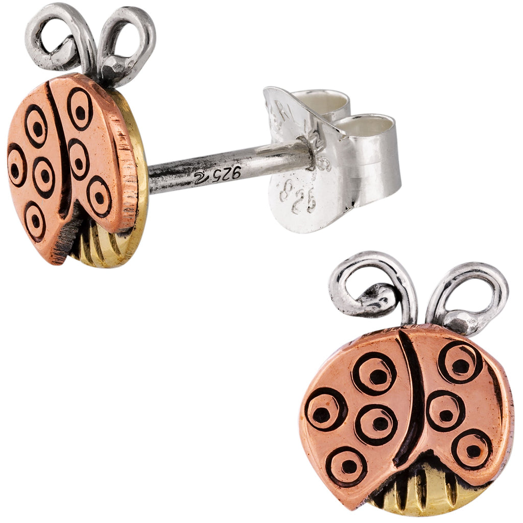 GreaterGood Sweet Ladybug Post Earrings - Mixed Metals