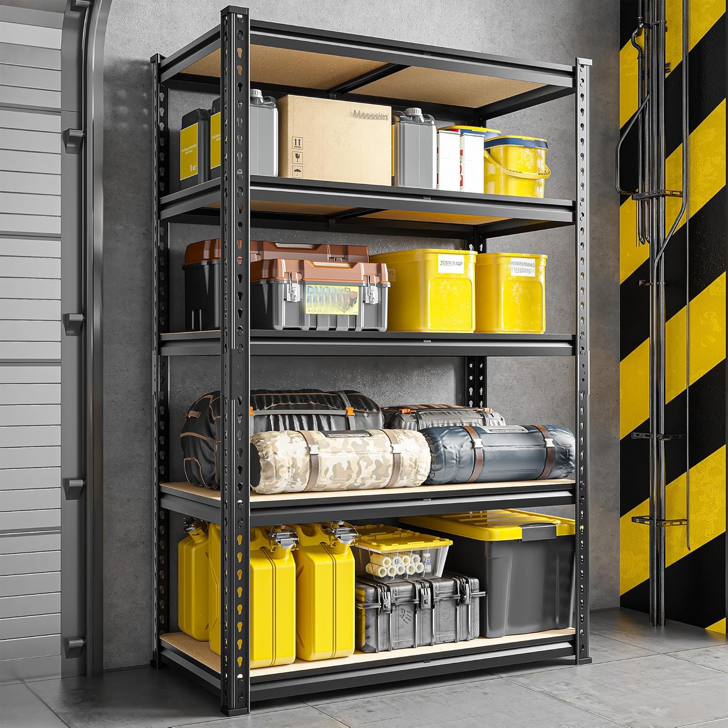 63" H Garage Shelving 31.5" W Storage Shelves Adjustable 2000LBS Metal Shelving Heavy Duty 5 TierGarage Shelves for Pantry Kitchen Closet Basement Warehouse