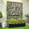 Metal Raised Garden Bed, Trellis Planters Bed with Drainage Holes for Climbing Plants, Vegetables Outdoor Privacy Screen with Planter Box 73"x47"x16", Black