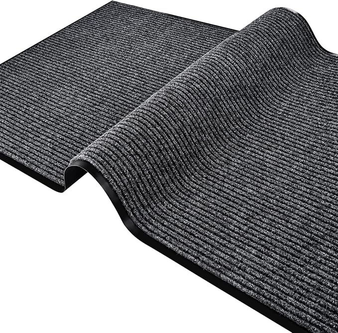 Profile Rubber Door Mat, 72x48inch, Heavy Duty, Entrance Doormat, Indoor and Outdoor, Waterproof, Easy Clean Shoe Scraper, Home Rug Welcome Mats for Entryway, Patio, Porch(Grey)