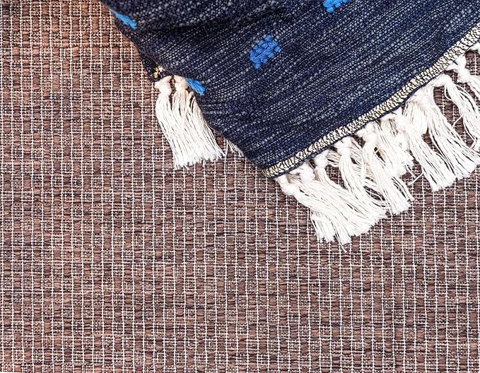 Unique Loom Outdoor Border Collection Area Rug - Soft Border (4' 1" x 6' 1" Rectangle, Brown/ Ivory)