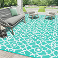 HEBE Outdoor Rug Waterproof 8x10, Reversible Plastic Straw Rug RV Camping Rug, Indoor Outdoor Patio Mat Clearance, Outside Carpet for Porch,Deck,Camper,Balcony,Backyard,Picnic
