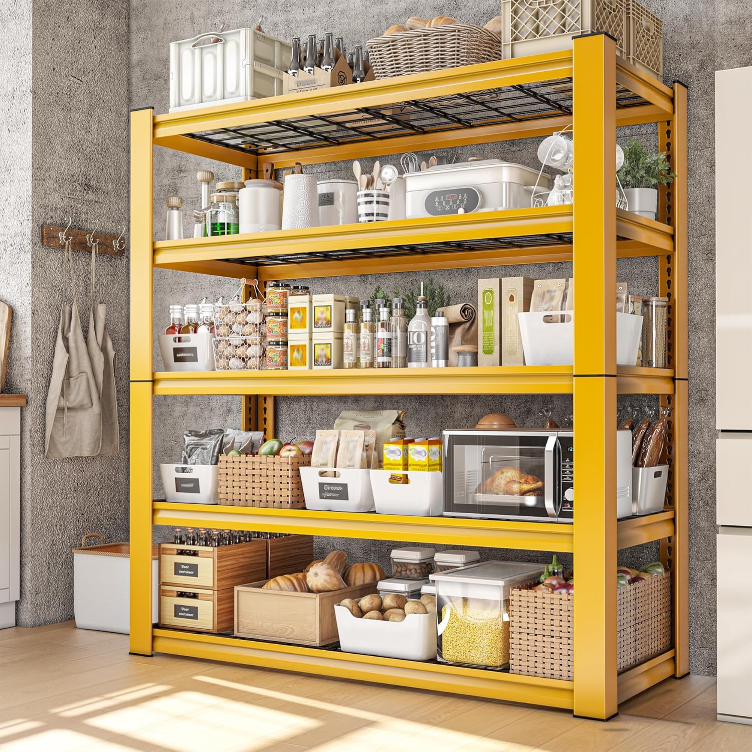 REIBII 72''H Garage Shelving 3010 LBS Storage Shelves Adjustable Metal Shelving 5 Tier Metal Shelves for Storage Industrial Shelf for Kitchen Pantry Warehouse Basement 72" HX35.5 WX16 D, 3 Pack