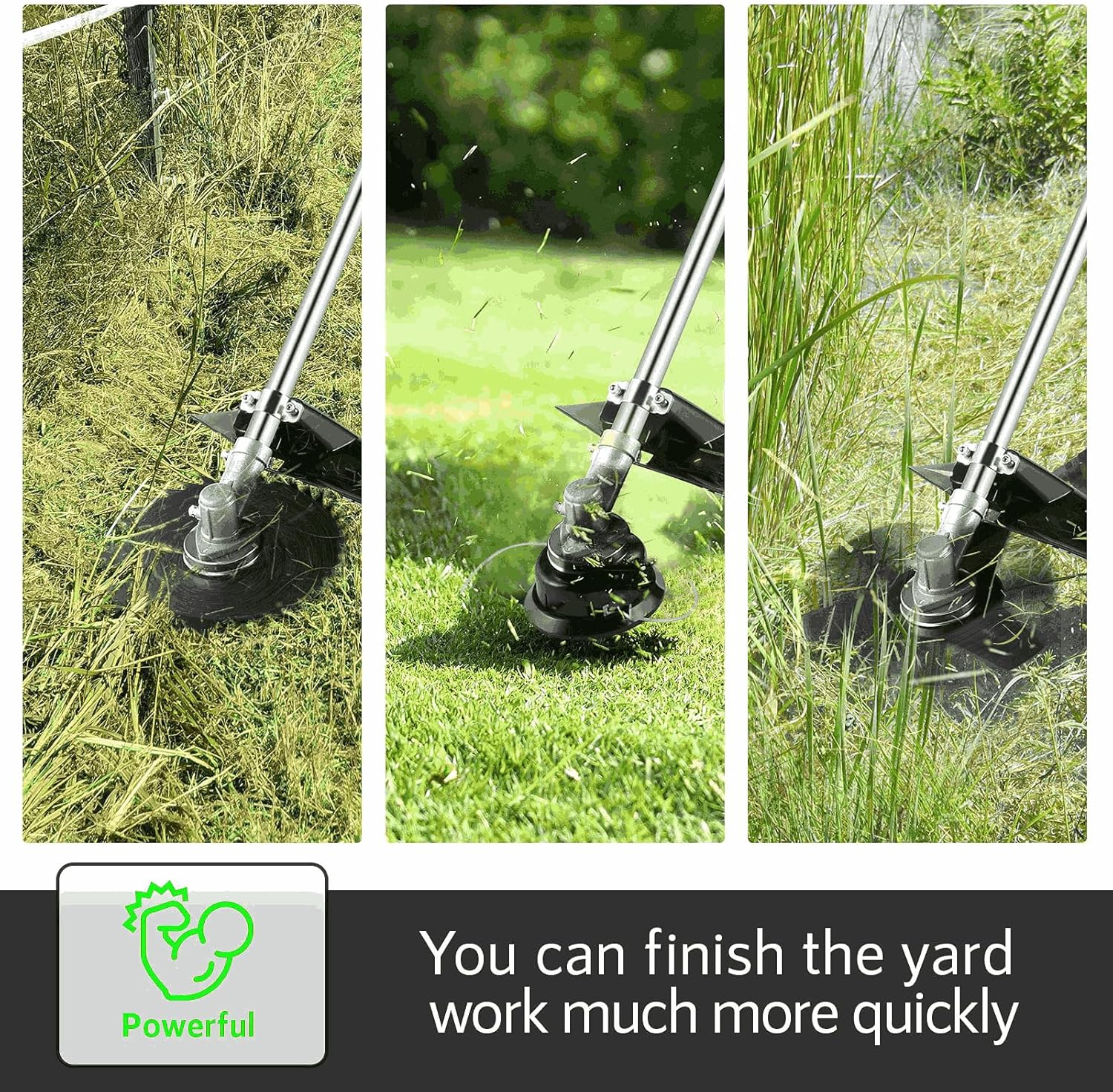 COOCHEER Brush Cutter Gas Powered 58cc, 4 in 1 Weed Wacker Gas Powered, 2 Cycle Straight Shaft String Trimmer Grass Cutter Machine for Lawn and Garden Care Trimming, Green