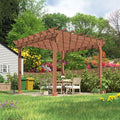 MUPATER 12×12 FT Outdoor Pergola with Roof, Wooden Pergola Kit with Stakes, Wood Garden Shelter Structure for Climbing Plant, Snow and Wind Supported, Shade for Patio, Backyard, Deck
