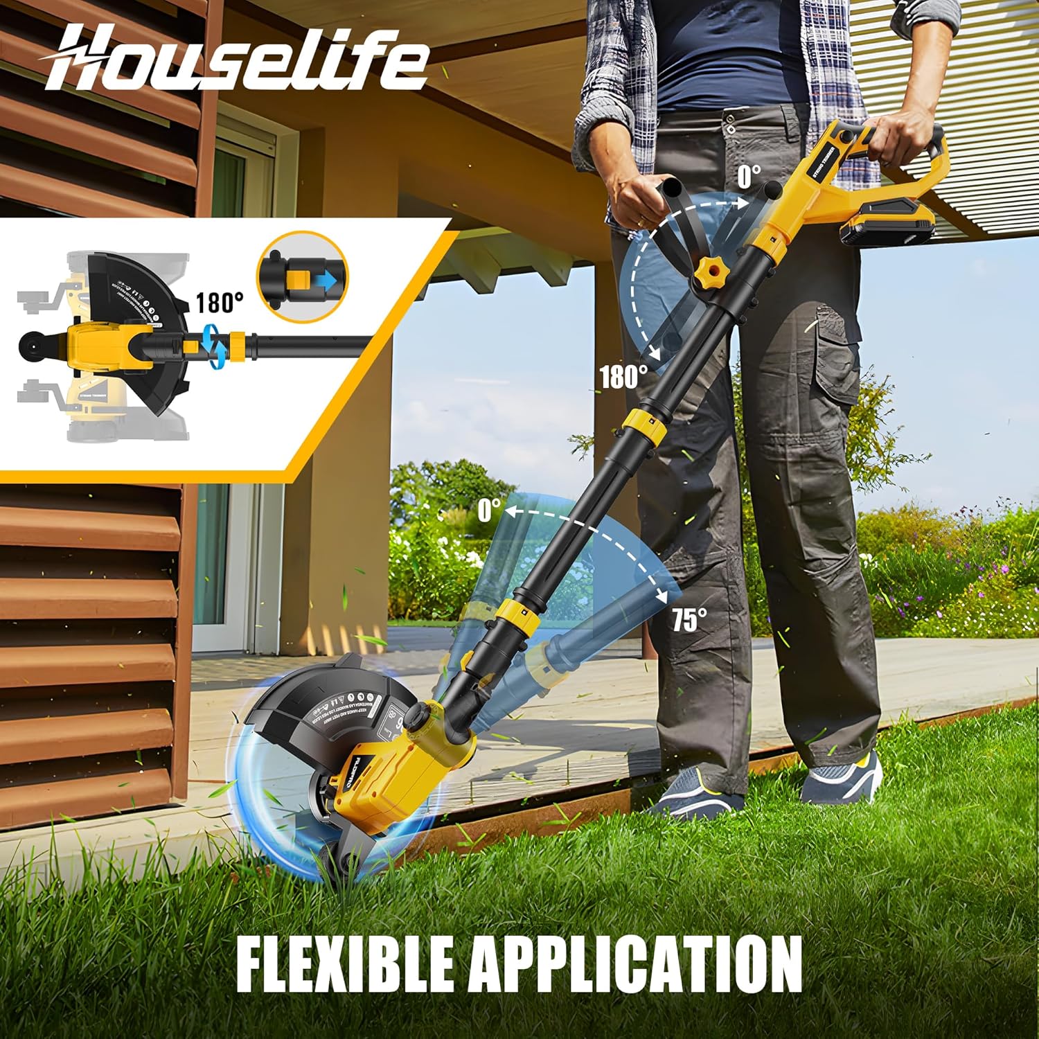 Cordless Hedge Trimmer+String Trimmer+Leaf Blower Combo Compatible with Dewalt 20v Max Battery(Tool Only), Cordless Weed Wacker & Shrub/Bush Trimmer & Electric Leaf Blowers for Lawn Care, Garden, Yard
