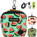 Dog Treat Pouch for Pet Walking and Training with Clicker Poop Bags Small Fanny Zipper Pack Holder for Puppy Snack Dispenser Kit for Leash and Outdoor Use (Watermelon)