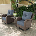3 Pieces Outdoor Patio Furniture Sets with Rocking Swivel Chairs with 6-inch Thick Cushion and Side Table for Deck Lawn