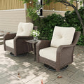 3 Pieces Outdoor Patio Furniture Sets with Rocking Swivel Chairs with 6-inch Thick Cushion and Side Table for Deck Lawn