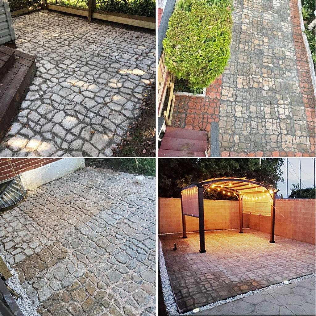 Walk Path Maker, Pathmate Stone Mold Paving Pavement Concrete Molds Stepping Stone Paver Walk Way Cement Molds for Patio, Lawn & Garden(4 Packs 13 x 13 x 1.4 inch)