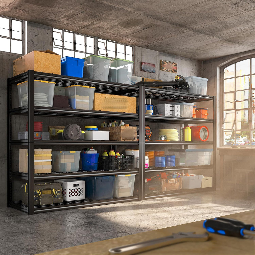 REIBII 48.2''W Garage Shelving Heavy Duty Metal Shelving 3000LBS Storage Shelves Adjustable Metal Shelves Industrial Garage Shelf for Warehouse Basement, 3 Pack