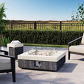 COSIEST 35" Outdoor Propane Fire Pit Table w Tank Cover & Wind Guard, Square Gas Fire Pit Table with Concrete & Wood Grain Design, 50000BTU CSA Certified Fire Tables for Patio, Backyard, Garden