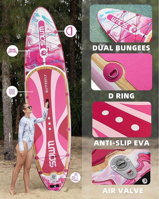 Inflatable Paddle Boards 11'x33'', Stand Up SUP Paddle Board Inflatable for Adults Youth, Extre Wide & Non-Slip Sup of All Skill Levels