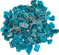 TWINKLING High Luster Fire Glass Gravel Stone,Broken Glass,Fire Pit Glass,Crushed Glass for Fireplace Pit Aquarium Garden Decoration,1-3cm,2-Pound Jar (Turquoise)