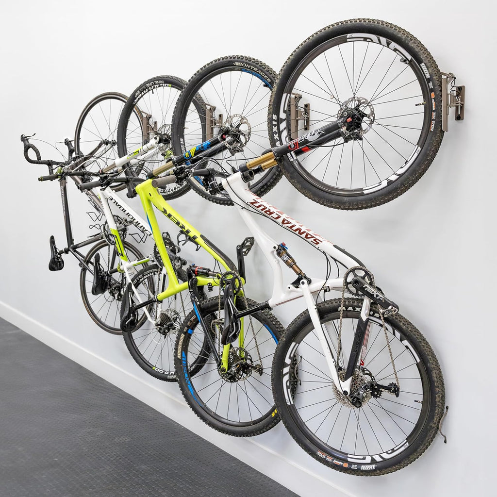 StoreYourBoard Bike Swivel Rack – Wall Mounted Garage Bike Storage, Vertical Hanger with 120° Swing Design & Stopper, Space-Saving Indoor Wall Mount – Fits Kids Bikes, BMX & More