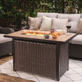 Nuu Garden Propane Fire Pit Table, CSA Certified 43 Inch 50,000 BTU Outdoor Propane Gas Fire Pit Table, Propnae Fire Pit with Ceramic Tabletop, Oxford Cover, 7 lbs Glass Stone, Dark Brown and Coffee