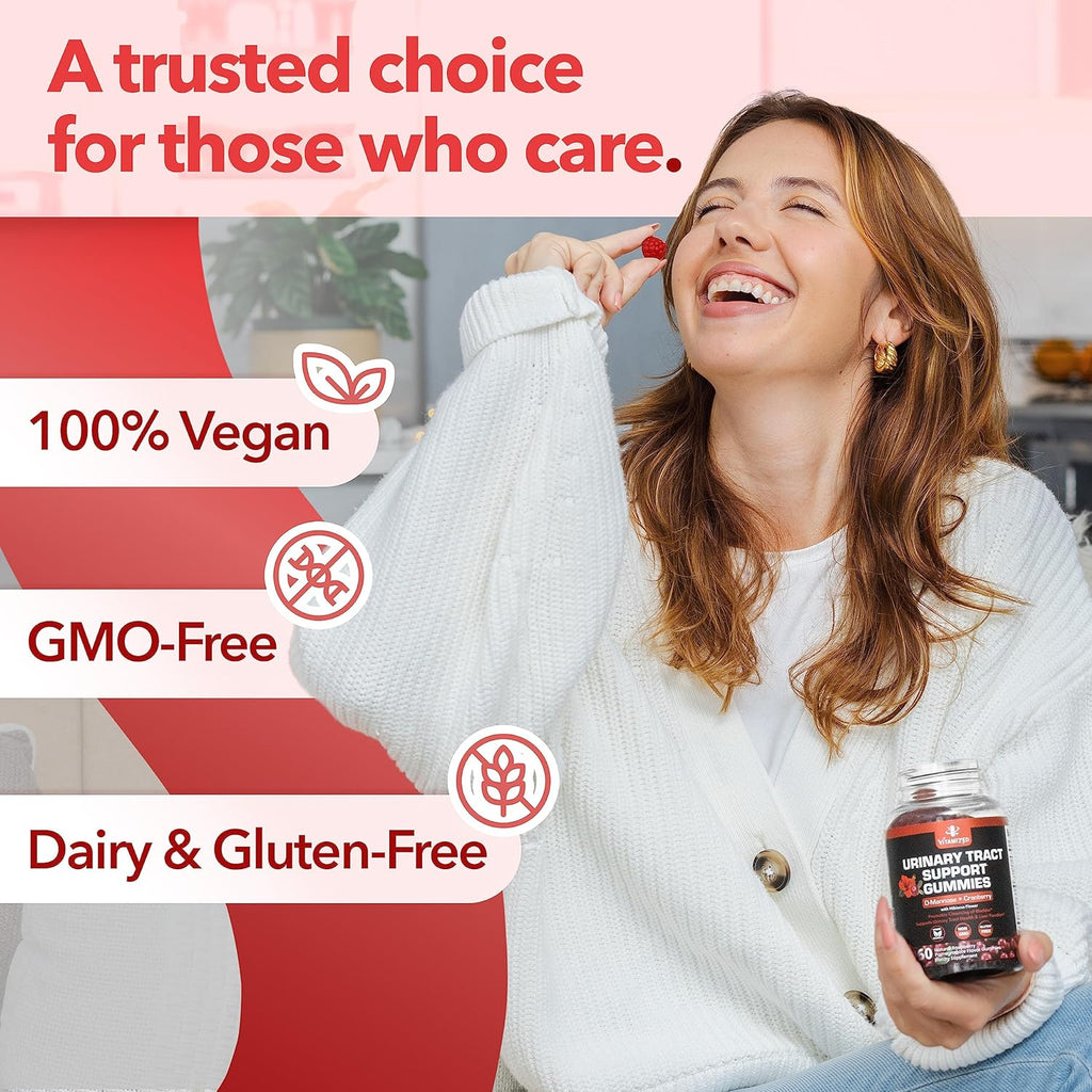 Powerful Cranberry Gummies with D-Mannose - Urinary Tract Health - Fast-Acting Bladder Support Supplement - 60 Count
