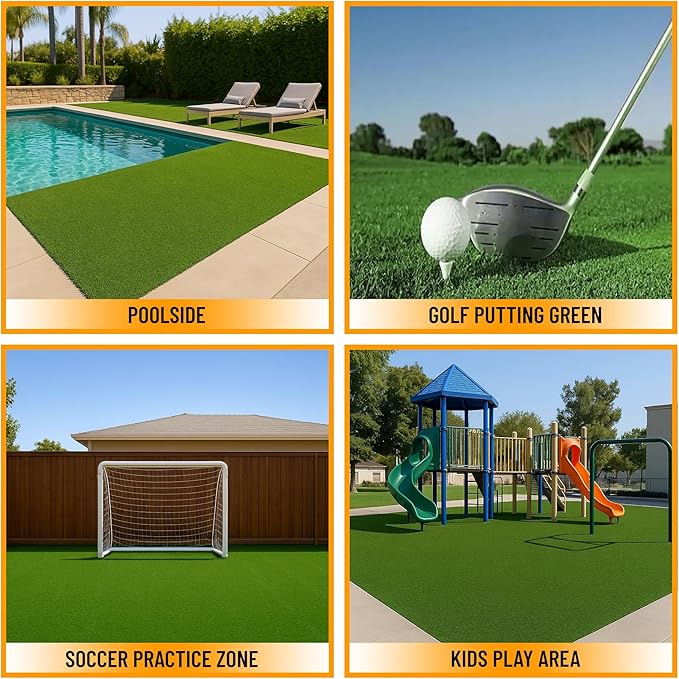 Ottomanson Artificial Turf Golf Hitting Mat 6'6" x 12' Indoor/Outdoor Waterproof Synthetic Fake Grass for Putting Practice Baseball Football Sports Gym Backyard, Custom Size 2' up to 30'