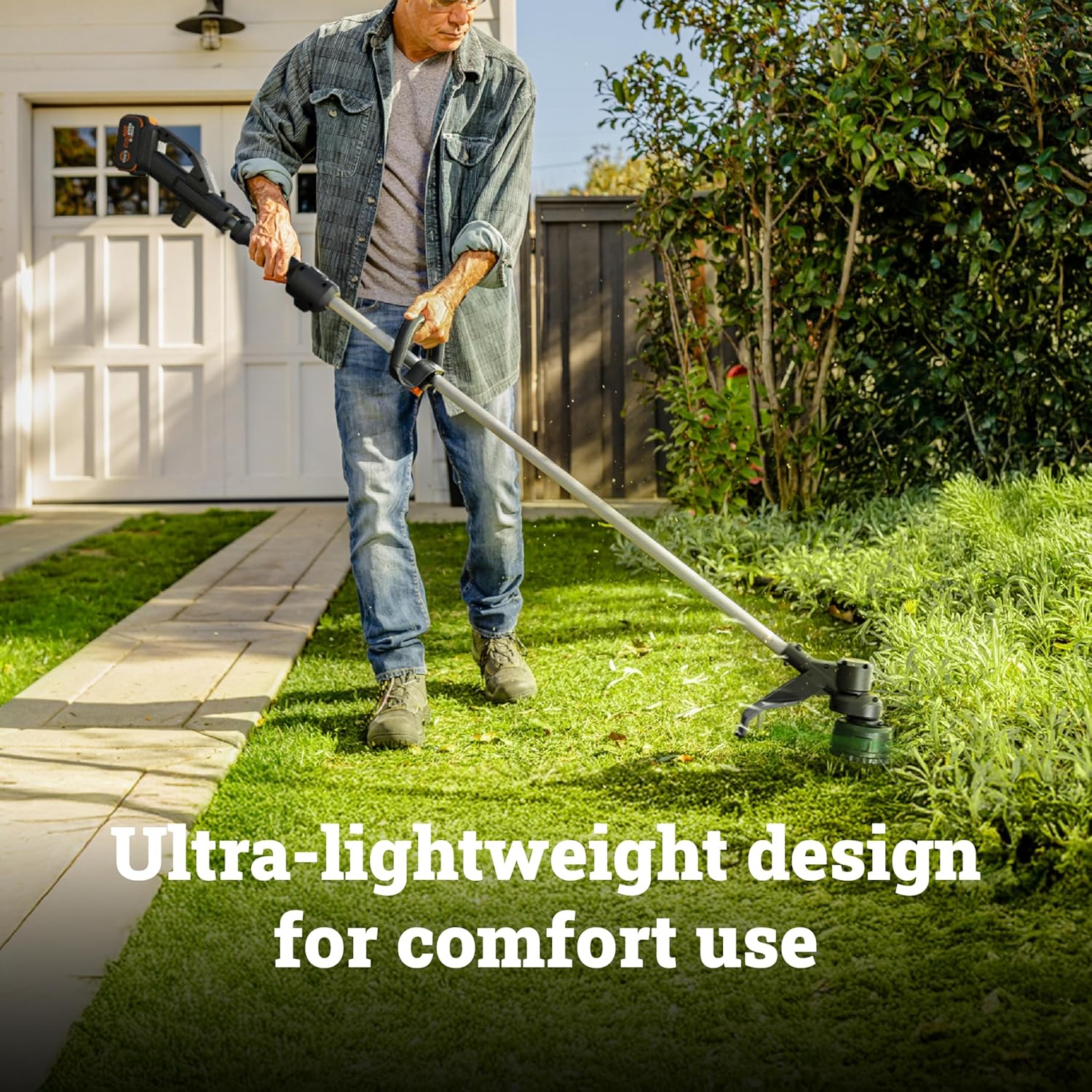 WORX Cordless String Trimmer, 20V 13''-15'' Weed Wracker with Brushless Motor 2.0, 21 cc Gas Equivalent, Quick-Line Reloading, Tool Only