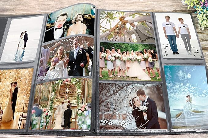 RECUTMS Photo Album 4x6 500 Photos, Large Capacity for Wedding Family Baby Leather Cover Picture Albums Holds 500 Horizontal and Vertical 4x6 Photos (Pink)
