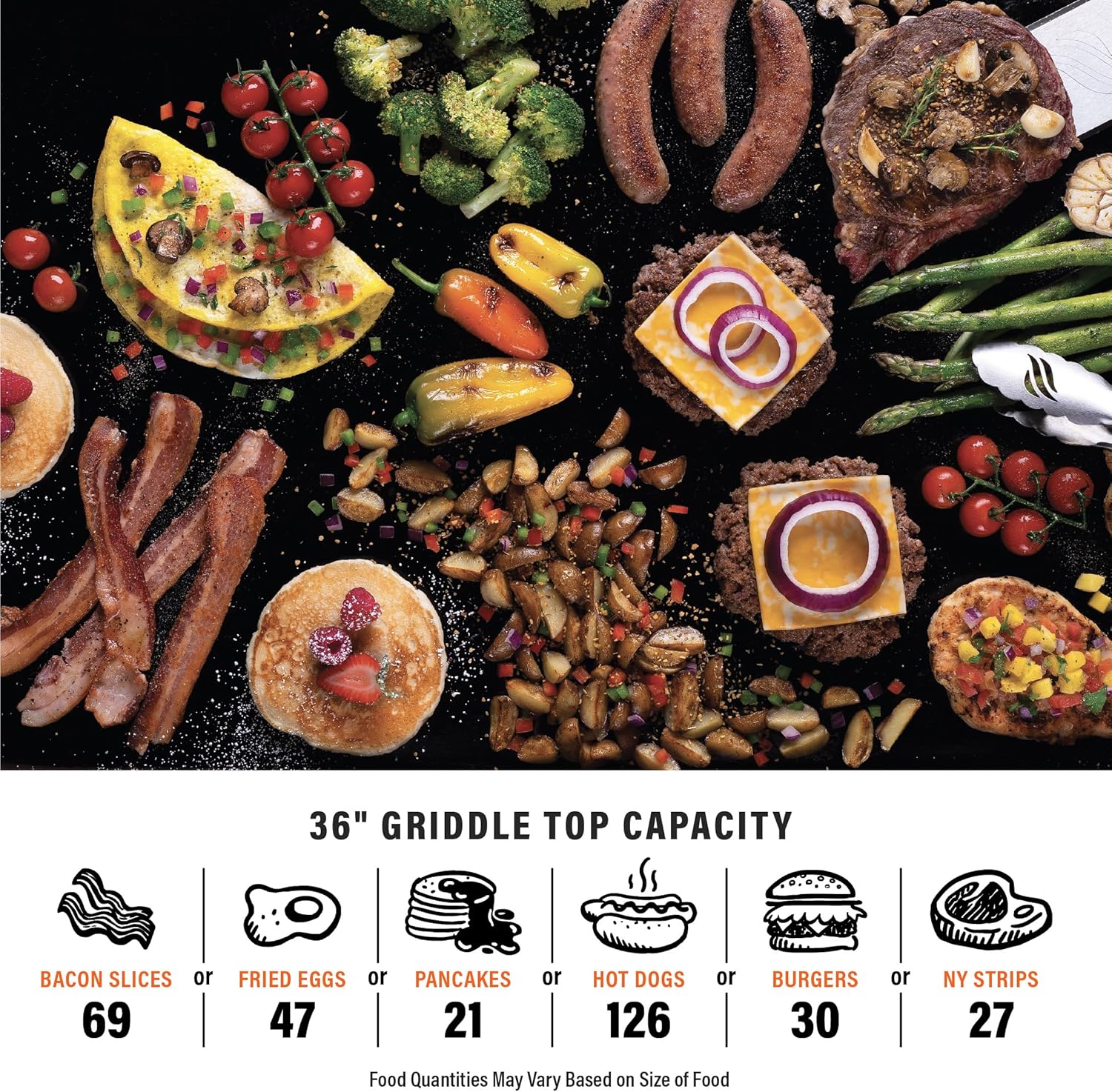 Blackstone 1554 36” Omnivore Griddle with Folding Side Shelves, Powder Coated Steel, Black