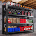 79” W Garage Shelving Heavy Duty, 7000LBS Metal Storage Shelves, 4 Tier Storage Rack Shelf, Steel Industrial Shelving, Adjustable Standing Shelf for Basement/Warehouse 79" W x 24" D x 79" H, Black