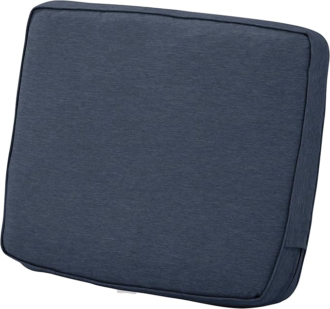 Classic Accessories Montlake Water-Resistant 25 x 22 x 4 Inch Patio Lounge Back Cushion, Heather Indigo Blue, Outdoor Loveseat Cushions