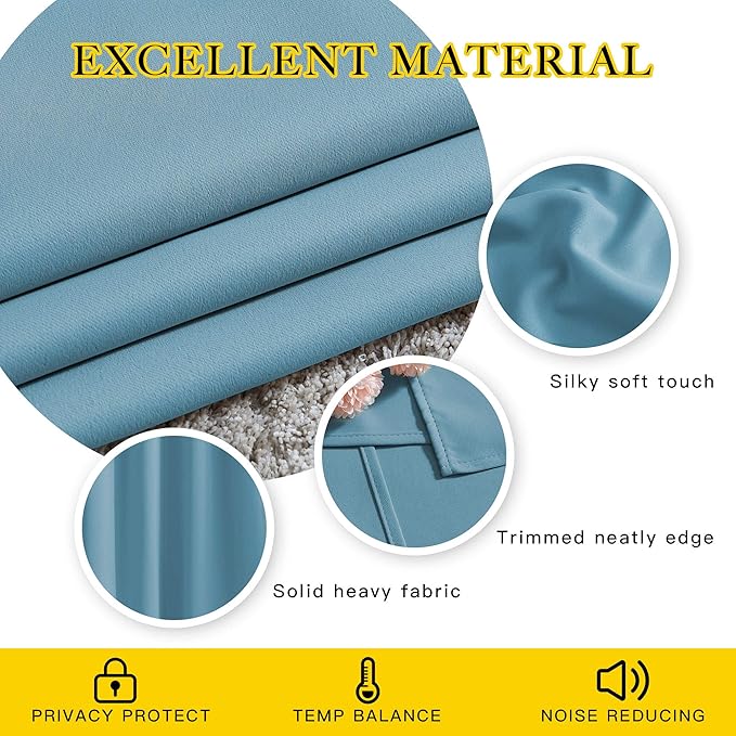 NICETOWN Blackout Curtains 54 Long - Window Treatment Thermal Insulated Solid Grommet Blackout Curtains/Panels/Drapes for Bedroom (Teal Blue, Set of 2, 66 by 54 Inch)