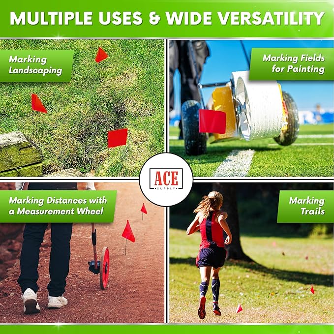 Red Marking Flags 1000 Pack - 4x5x15 Inch Red Flags for Yard - Markers For Lawn, Irrigation, Landscaping, Survey & Sprinkler Head Marking