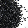 TWINKLING High Luster Round Fire Glass Stones, Marbles, Pebbles, Beads Gems for Fire Pit Vase Fillers Crafts Aquarium Garden Decoration, 3-6mm, 1-Pound Jar (Black)