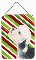 Dandie Dinmont Terrier Candy Cane Holiday Christmas Wall or Door Hanging Prints Aluminum Metal Sign Kitchen Wall Bar Bathroom Plaque Home Decor Front Door Plaque, 12x16, Multicolor
