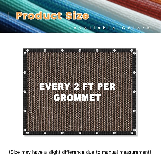 VICLLAX Shade Fabric Sun Shade Cloth with Every 2 FT Grommets for Patio Garden Pergola Cover Canopy 3x14 FT, Mocha