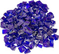 TWINKLING High Luster Fire Glass Gravel Stone,Broken Glass,Fire Pit Glass,Crushed Glass for Fireplace Pit Aquarium Garden Decoration,1-3cm,2-Pound Jar (Cobalt Blue)