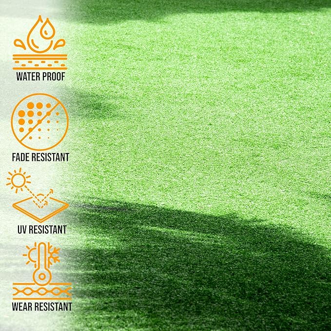 Ottomanson Artificial Turf Golf Hitting Mat 5' x 6'6" Indoor/Outdoor Waterproof Synthetic Fake Grass for Putting Practice Baseball Football Sports Gym Backyard, Custom Size 2' up to 30'