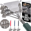 GORILLA GRIP Heavy Duty No Bristle Triple Helix Grill Brush with Scraper for Outdoor Grills, Safe Steam Cleaning, Oversized Comfortable Handle Grip with Bottle Opener, BBQ Tools, 17.5 Inch, Green