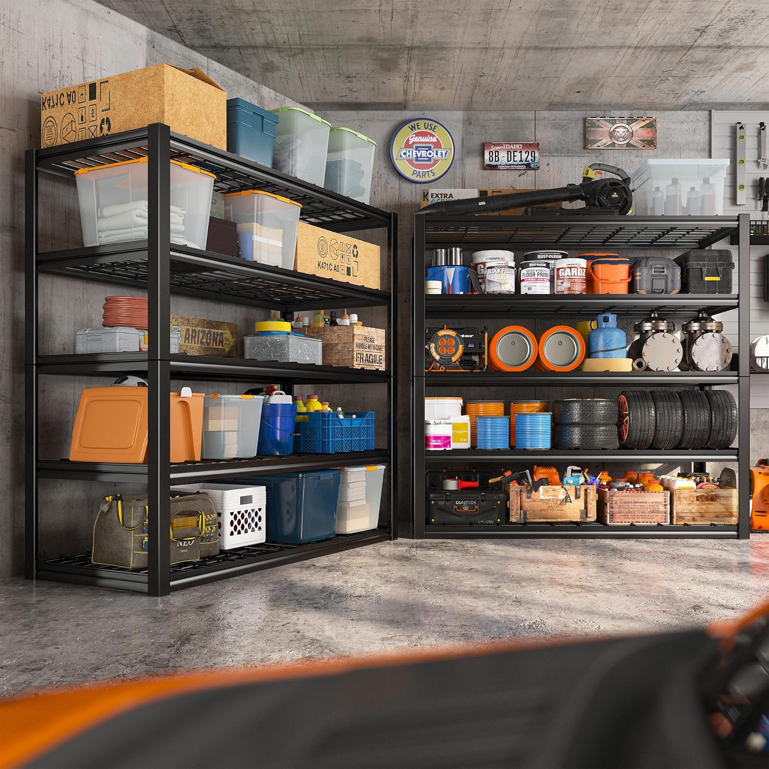 REIBII 48.2''W Garage Shelving Heavy Duty Metal Shelving 3000LBS Storage Shelves Adjustable Metal Shelves Industrial Garage Shelf for Warehouse Basement, 3 Pack