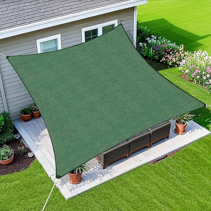 Amagenix Sun Shade Sail 11'X11' Curved Edge Outdoor Shade Canopy Dark Green Breathable 95% UV Block Shade Cloth for Patio Garden Backyard (We Make Custom Size)