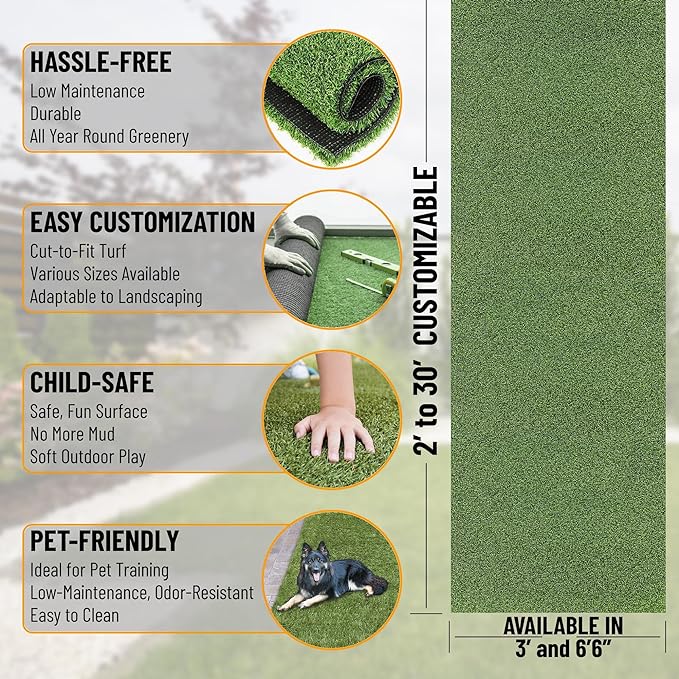 Ottomanson Artificial Turf Golf Hitting Mat 5' x 6'6" Indoor/Outdoor Waterproof Synthetic Fake Grass for Putting Practice Baseball Football Sports Gym Backyard, Custom Size 2' up to 30'