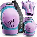 SKATEWIZ Skateboard Pads Protective Gear Set for Kids - Smash - Roller Skate Pads [6pc] - Elbow Pads Roller Derby and Knee Pads Kids Skating with Wrist Guards for Kids and Adults