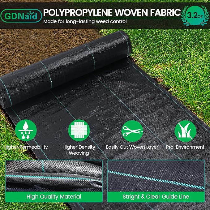 Weed Barrier Fabric 5ftx100ft Landscape Fabric, 3.2oz Weed Barrier Fabric Weed Fabric, Garden Landscaping Fabric