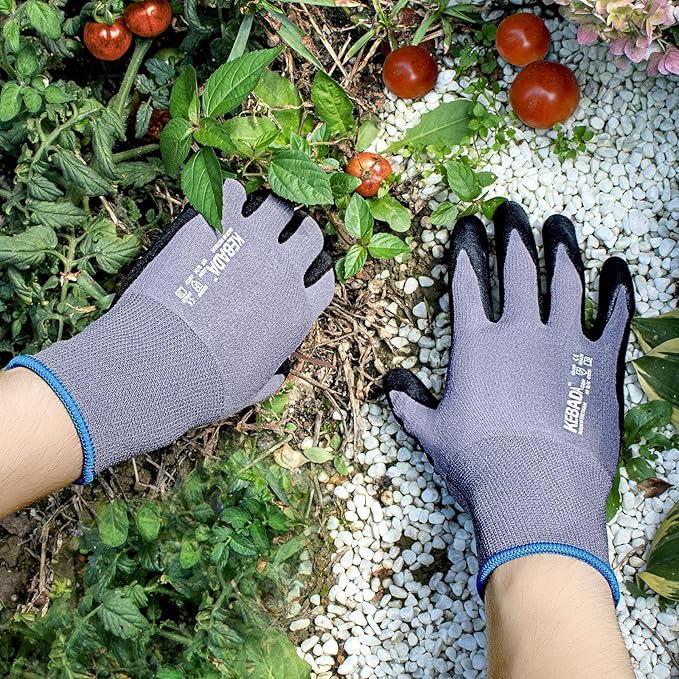 Kebada Work Gloves for Men and Women, Foam Nitrile Coated Safety Gloves with Grip, Ideal for Warehouse Package Handling, Gardening, Mechanic and Construction, XS