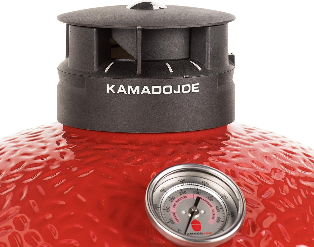 Kamado Joe® Classic Joe™ Series III 18-inch Charcoal Grill & Smoker, Red, with Cart, Side Shelves, Grill Gripper, and Ash Tool, 3 Tier Cooking System, Stainless Steel Cooking Grates, Model KJ23RHCI-A