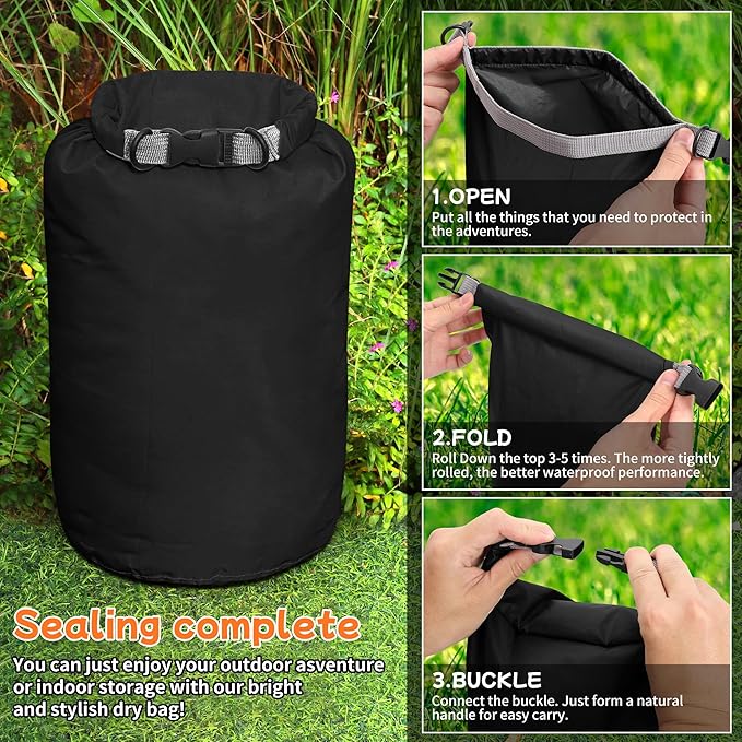 Desoto Waterproof Dry Bag 2 packs, 2L/5L/10L/20L/40L/70L Dry Sack Lightweight Portable, Dry Storage Bag to Keep Gear Dry Clean for Kayaking, Gym, Hiking, Swimming, Camping